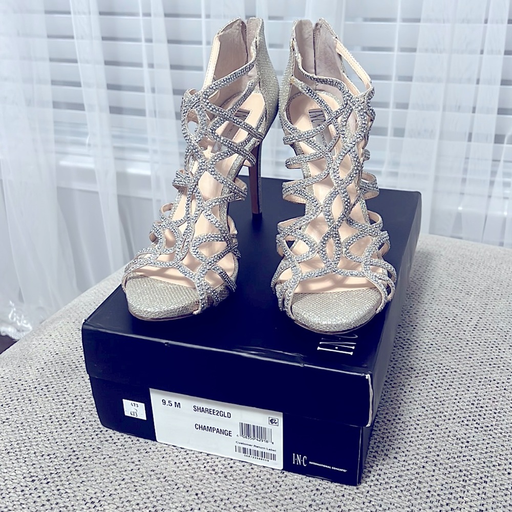 Brand new INC strappy silver sandals size 9.5